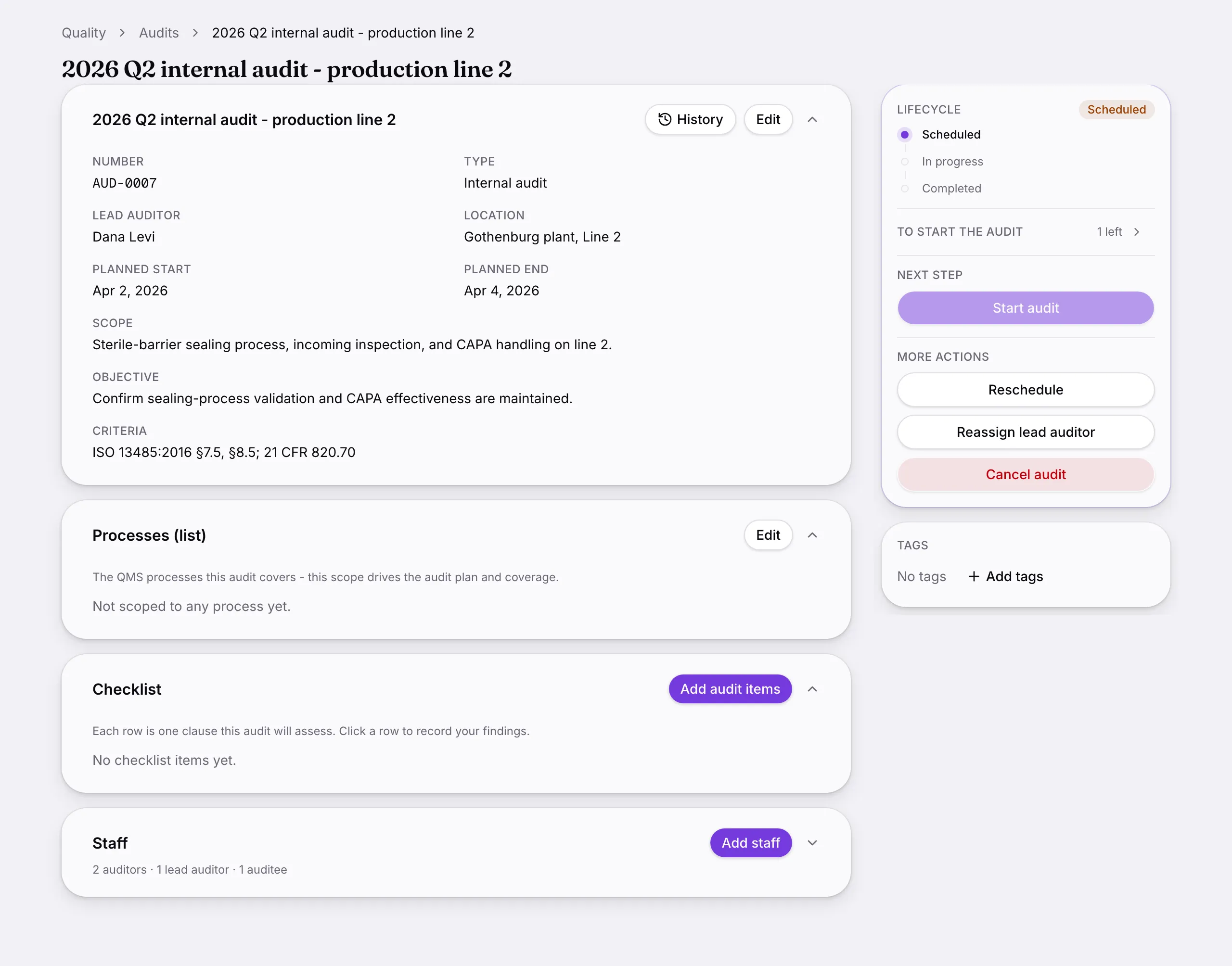 Another screen from Audits.