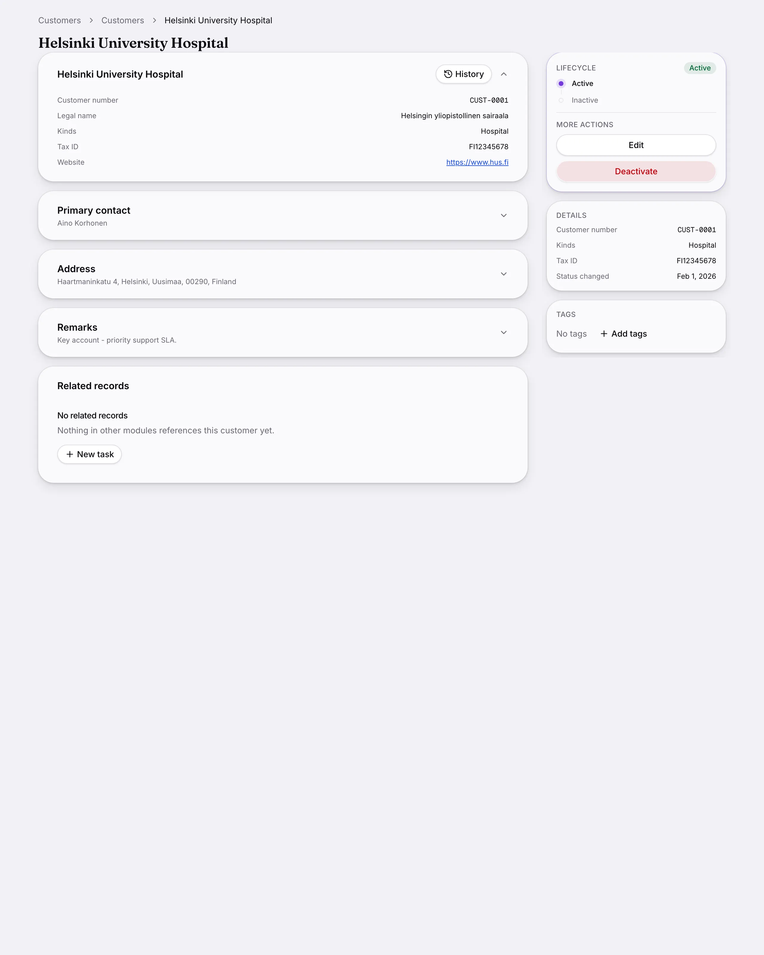 Another screen from Customers.