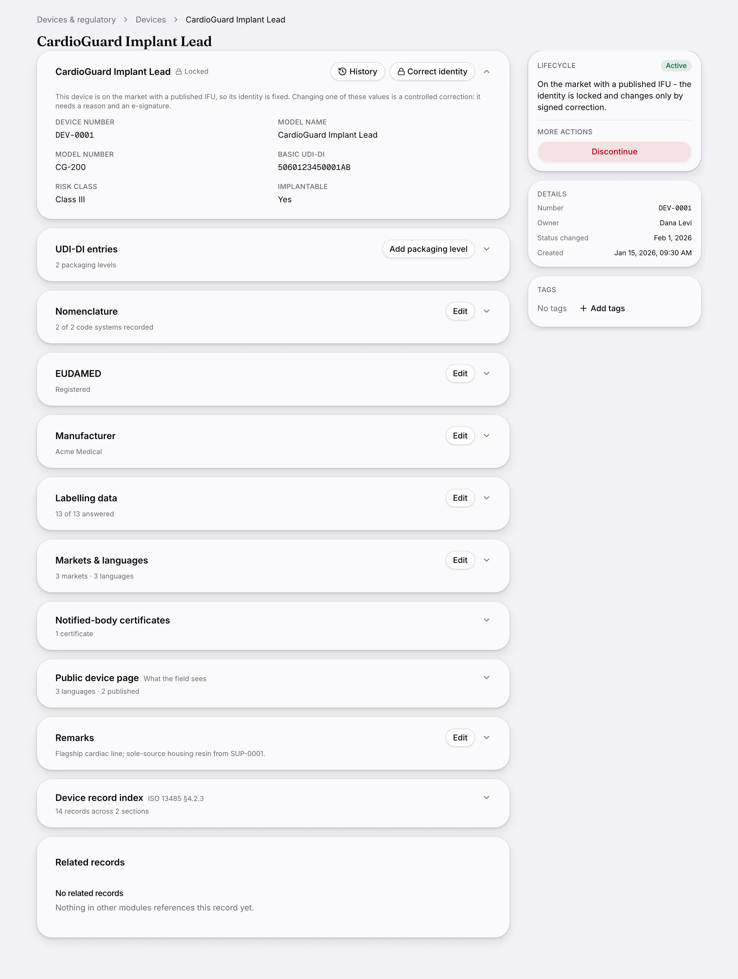 Another screen from Devices.