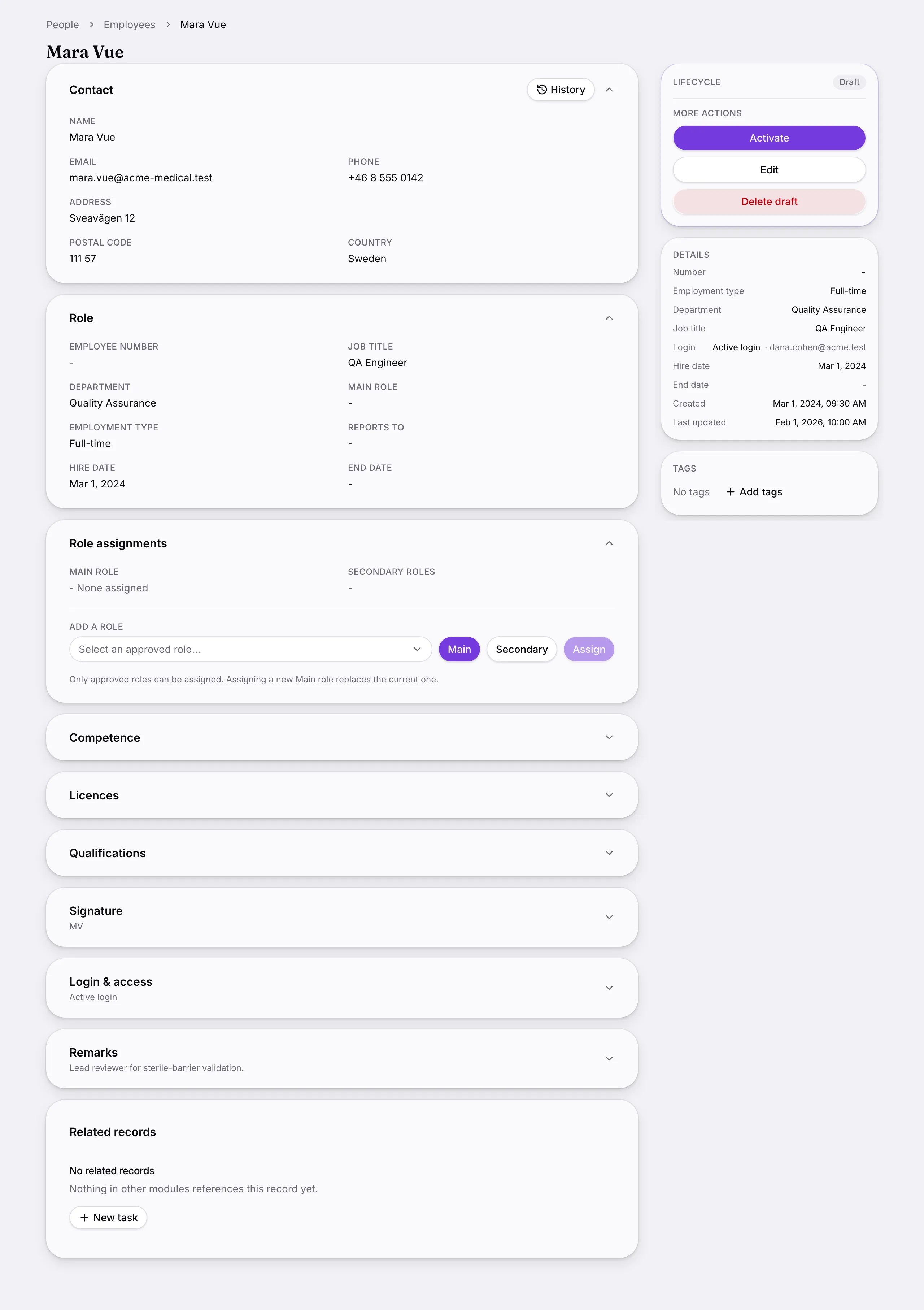 Another screen from Employees.