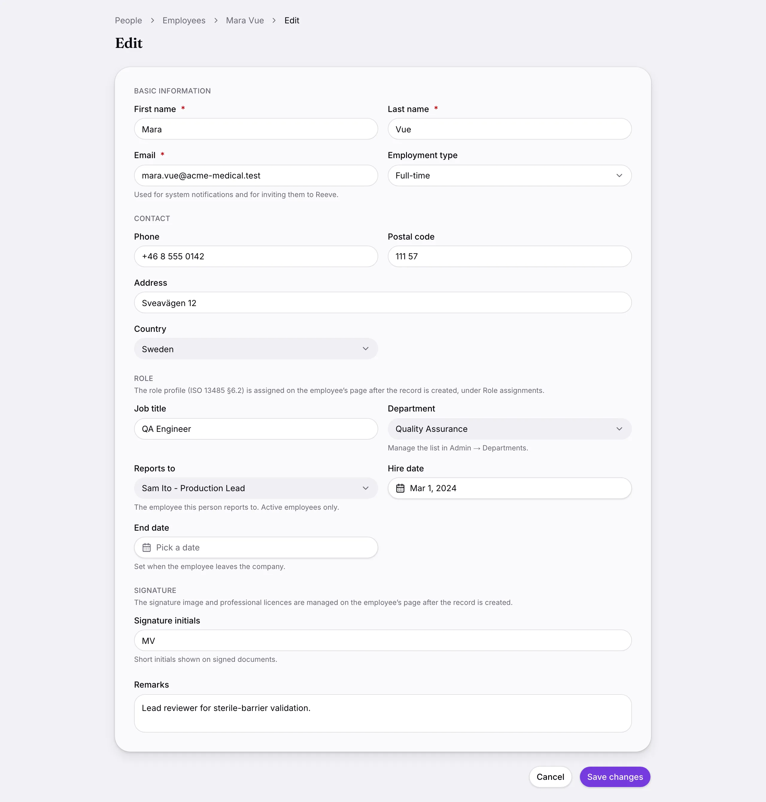 Another screen from Employees.